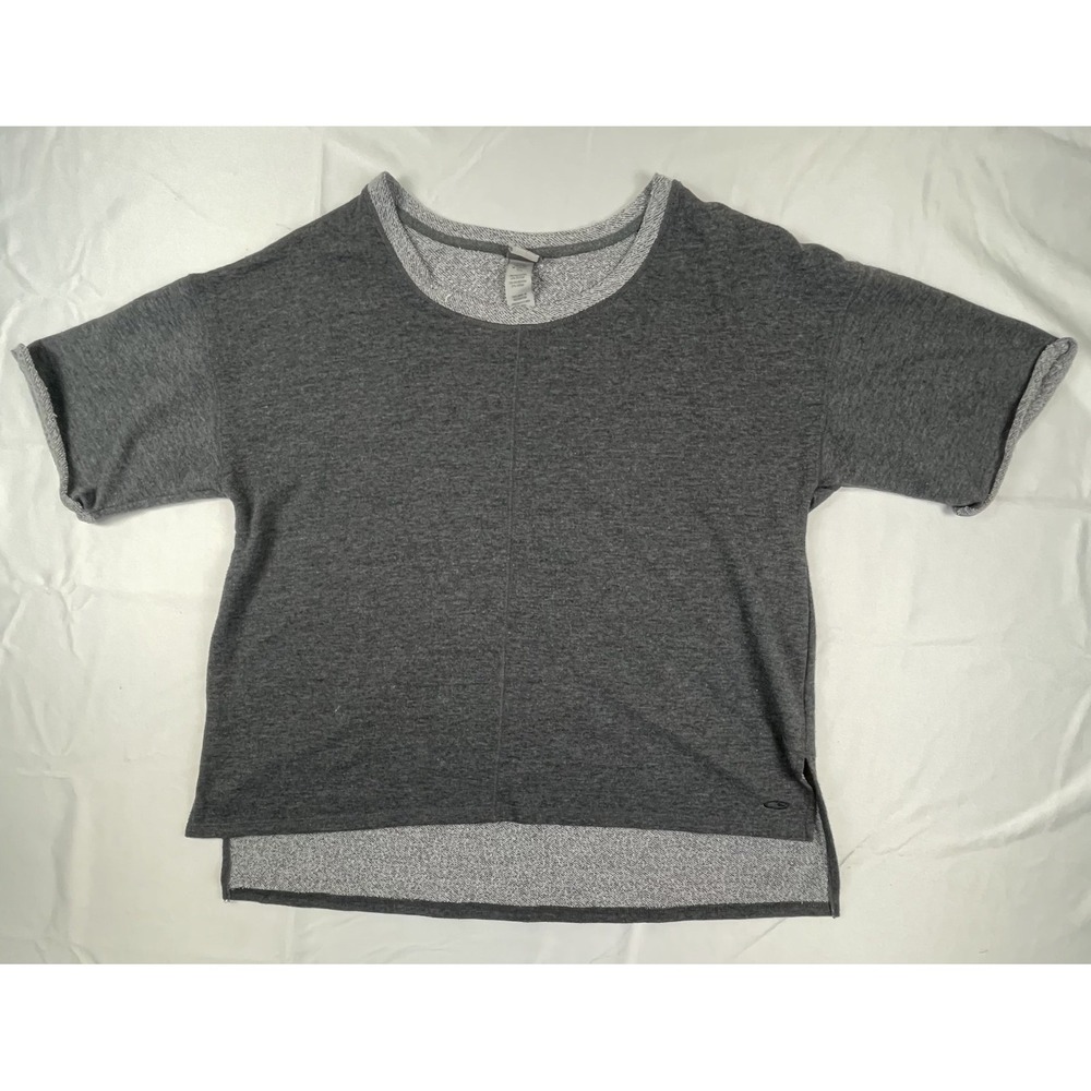 CHAMPION WOMENS GREY SHORT SLEEVE SWEATSHIRT TOP XL LIGHTWEIGHT PULLOVER ATLEISU